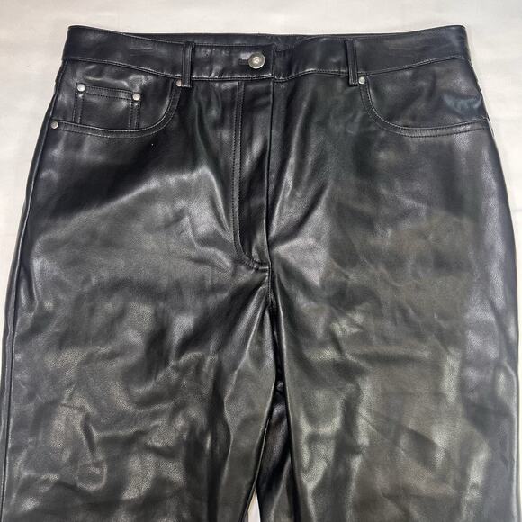 7 FOR ALL MANKIND PANTS Women Size L Black Faux Leather 5-Pocket Classic NEW NWT - Picture 2 of 16